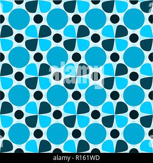 Blue Floral Pattern, Seamless Tile, Shades of Blue Stock Vector