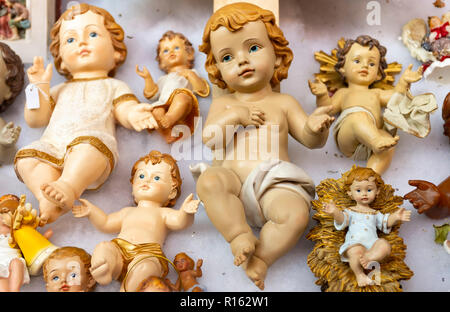 various misyre of baby Jesus for Neapolitan Crib Stock Photo