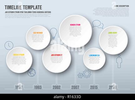 Vector Infographic time line template made from thin line circles and icons Stock Vector