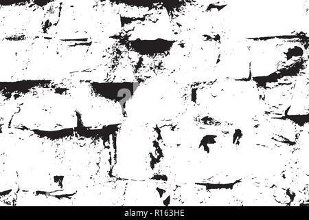 Grunge old brick texture. Vector black and white illustration Stock Vector