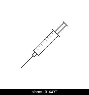 Medical syringe icon. Injection, medical, needle, syringe, vaccinations icon. Vector illustration, flat design. Stock Vector