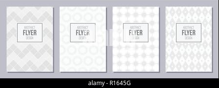 Set of flyer, posters, banners, placards, brochure design templates A6 size. Graphic design templates for labels and badges. White and gray geometric  Stock Vector