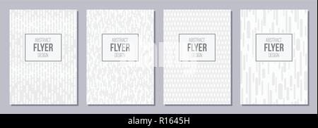 Set of flyer, posters, banners, placards, brochure design templates A6 size. Graphic design templates for labels and badges. White and gray geometric  Stock Vector