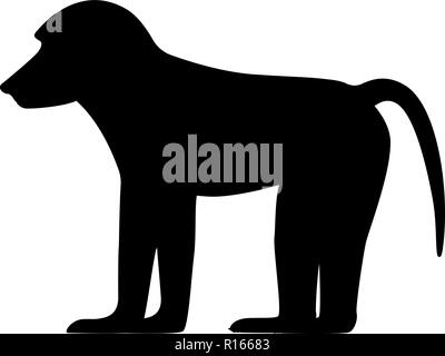 Vector illustration black silhouette baboon Stock Vector