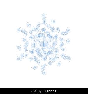 Grunge snowflake isolated. Brushed christmas design template. Distress painted star shape. Icon, badge, label, certificate background. Artistic design Stock Vector