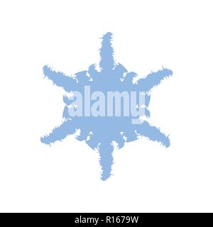 Distress painted snowflake shape. Grunge isolated star. Brushed grainy christmas design template. Icon, badge, label, certificate background. Artistic Stock Vector