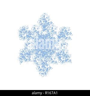 Distress painted snowflake shape. Grunge isolated star. Brushed grainy christmas design template. Icon, badge, label, certificate background. Artistic Stock Vector