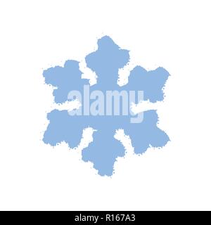 Grunge snowflake isolated. Brushed christmas design template. Distress painted star shape. Icon, badge, label, certificate background. Artistic design Stock Vector