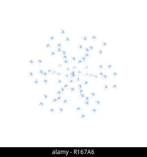 Grunge snowflake isolated. Brushed christmas design template. Distress painted star shape. Icon, badge, label, certificate background. Artistic design Stock Vector