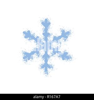 Grunge snowflake isolated. Brushed christmas design template. Distress painted star shape. Icon, badge, label, certificate background. Artistic design Stock Vector