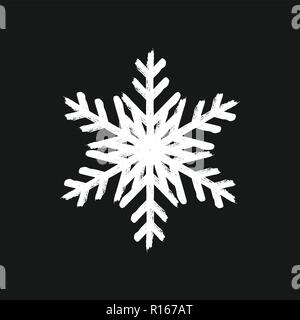 Grunge snowflake isolated. Brushed christmas design template. Distress painted star shape. Icon, badge, label, certificate background. Artistic design Stock Vector