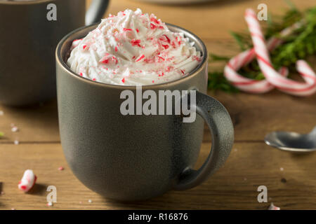 Sweet Peppermint Hot Coffee Mocha with Whipped Cream Stock Photo