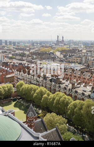 Looking towards Victoria and Pimlico from Westminster Cathedral tower. Battersea Power Station in the distance Stock Photo