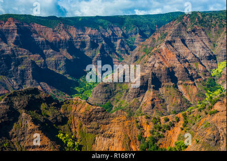 Aerial of the Waimea canyon, Kauai, Hawaii, USA Stock Photo