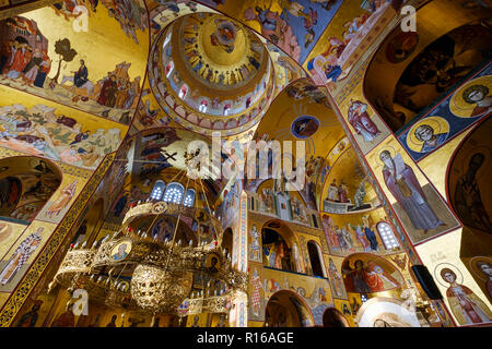 Interior, Serbian Orthodox Resurrection Cathedral, Saborni Hram Hristovog Vaskrsenja, Podgorica, Montenegro Stock Photo