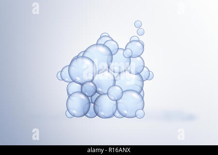 Blue bubbles connecting together, high key digital image Stock Photo
