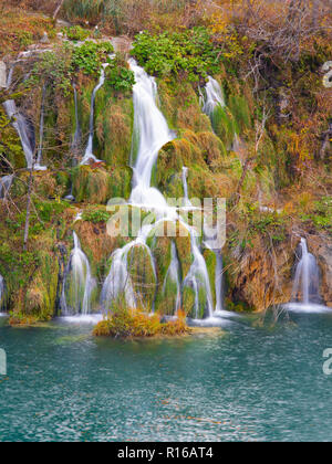 Awesome Huge Waterfall in Plitvice National Park, Croatia Stock Photo