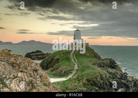 Tŵr Mawr Lighthouse on Llanddwyn Island, Anglesey, North Wales UK Stock Photo