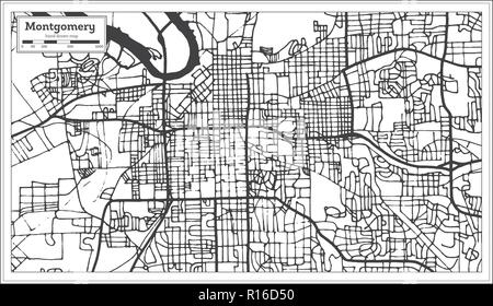 Montgomery Alabama USA City Map in Retro Style. Outline Map. Vector Illustration. Stock Vector