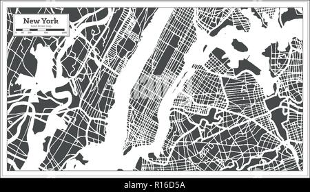 New York USA City Map in Retro Style. Outline Map. Vector Illustration. Stock Vector