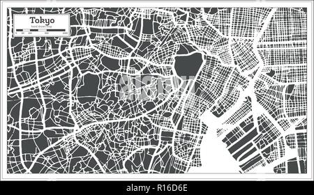 Tokyo Japan City Map in Retro Style. Outline Map. Vector Illustration. Stock Vector