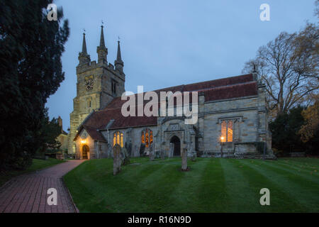 Penshurst, UK. 9th November 2018. There but not there, an installation of 50 silhouettes of fallen soldiers from the first world war at St John the Baptist, Penshurst, Kent. Designed by Martin Barraud and an initiative which originated in THIS church but now spread nationwide This is the  2018 installation to mark the centenary of Armistice commemoration  to mark the fallen Tommy soldiers Credit: Sarah Mott/Alamy Live News Stock Photo