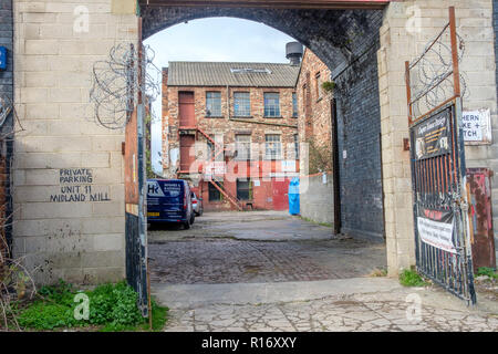 Old factory buildings in the vicinity of Granary Wharf in the city centre of Leeds, which is the largest town in West Yorkshire. Stock Photo