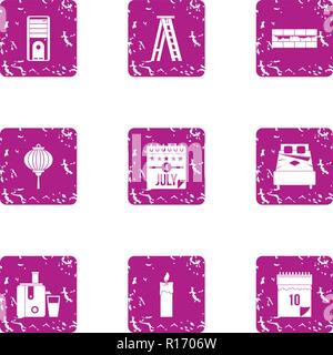 Autonomy icons set, grunge style Stock Vector