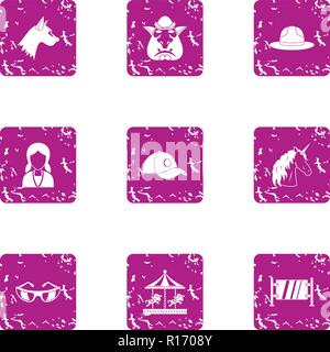 Miniature icons set, grunge style Stock Vector