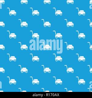 Lawn mower machine pattern vector seamless blue Stock Vector