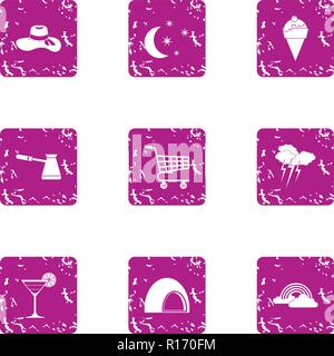 Nightly icons set, grunge style Stock Vector