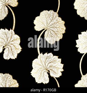 Vintage Seamless pattern with hand drawn leaves Stock Vector
