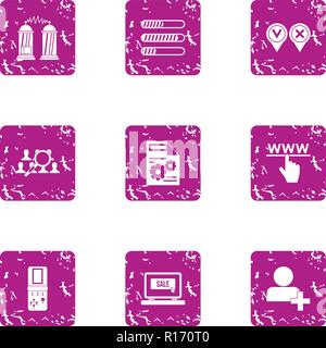 Understanding of the technology icons set, grunge style Stock Vector