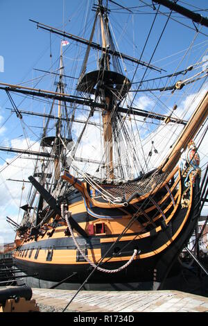 HMS Victory First Rate ship of the line guns cannons Stock Photo - Alamy