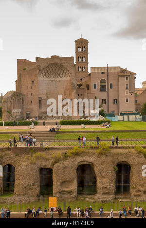 ROME, ITALY - OCTOBER 25, 2018: Temple of Venus and Roma seen from the Colosseum Stock Photo