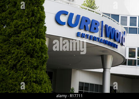 A logo sign outside of the headquarters of Curb Records and Word Entertainment in Nashville, Tennessee, on October 9, 2018. Stock Photo