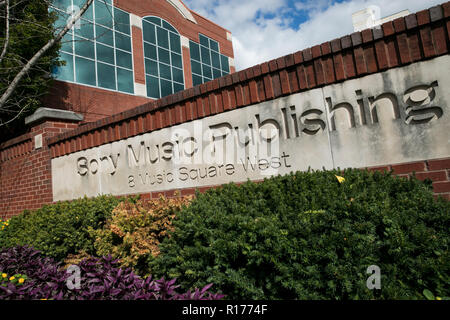 A logo sign outside of a facility occupied by Sony Music Publishing in Nashville, Tennessee, on October 9, 2018. Stock Photo