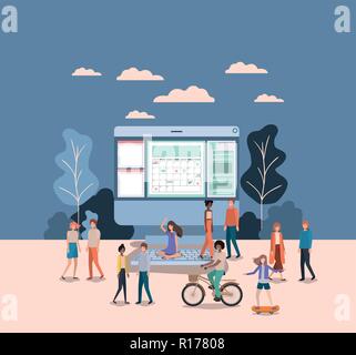 mini people working in computer desktop Stock Vector Image & Art - Alamy