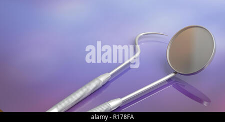 Teeth health, dentristy concept. Dentist mirror and a tooth model on ...
