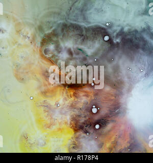 Water and paint textures aerial view, abstract background Stock Photo