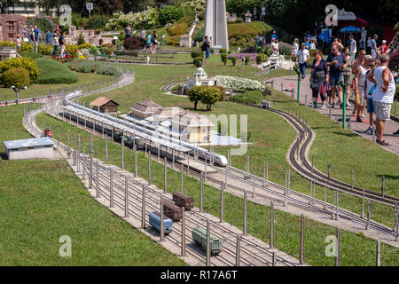 KLAGENFURT, CARINTHIA, AUSTRIA - AUGUST 07, 2018: Park Minimundus am Worthersee. Models of the most famous historical buildings and structures in the  Stock Photo