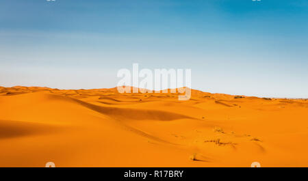 Majestic beautiful scene of Merzouga dunes of Sahara desert Morocco Stock Photo