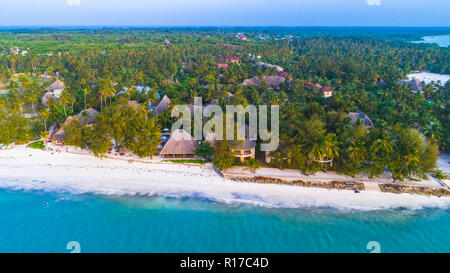 Aerial. Paje village, Zanzibar, Tanzania. Stock Photo