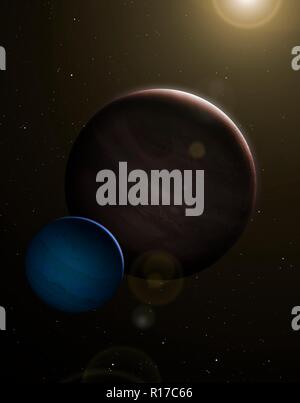 Artwork of a habitable exomoon Stock Photo - Alamy