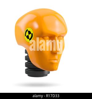 Head of a crash test dummy, isolated on white background. Stock Photo