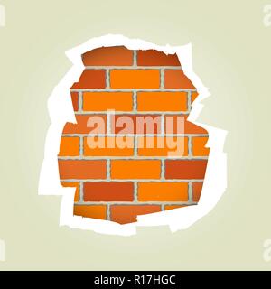 Paper torn wall Stock Vector