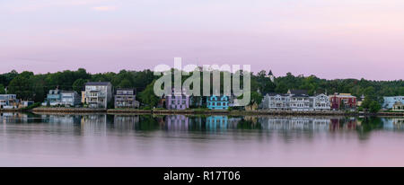 Sunrise view of Mahone Bay, Nova Scotia, Canada. Stock Photo