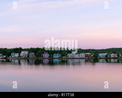 Sunrise view of Mahone Bay, Nova Scotia, Canada. Stock Photo