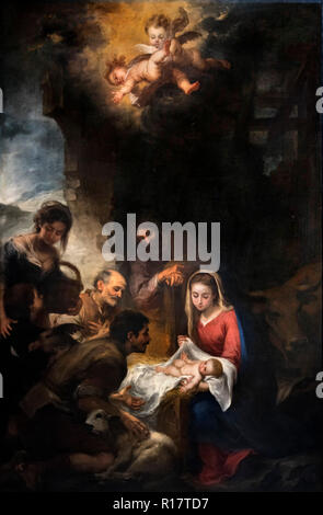 The Adoration of the Shepherds (Adoracion de los Pastores) by Bartolomé-Esteban Murillo (1617-1682), oil on canvas, c.1668-9. Nativity scene. Stock Photo