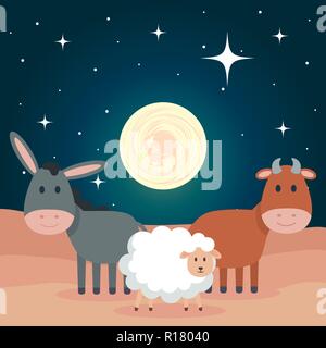 group of animals manger characters vector illustration design Stock Vector